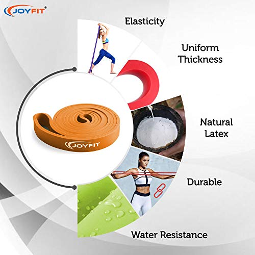 Joyfit Resistance Loop Bands - for Strength Training, Fitness Exercises, Pull up and Chin up Support, Leg, HIPS, Core, Back, Chest and Arms Workout for Men and Women at Home and Gym (Orange) - Image 2