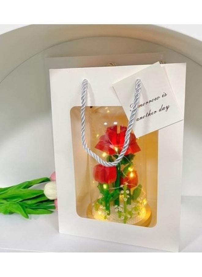 null - Zhiying 2699 Rose Eternal Flower Valentine's Day Microparticles Compatible With Lego Assembled Building Blocks Wholesale-Color:2699 Roses (including A Meter String Of Lights)-750pcs 0.39kg-Specifications:22.1*13.1*13.1 Cm - Image 1