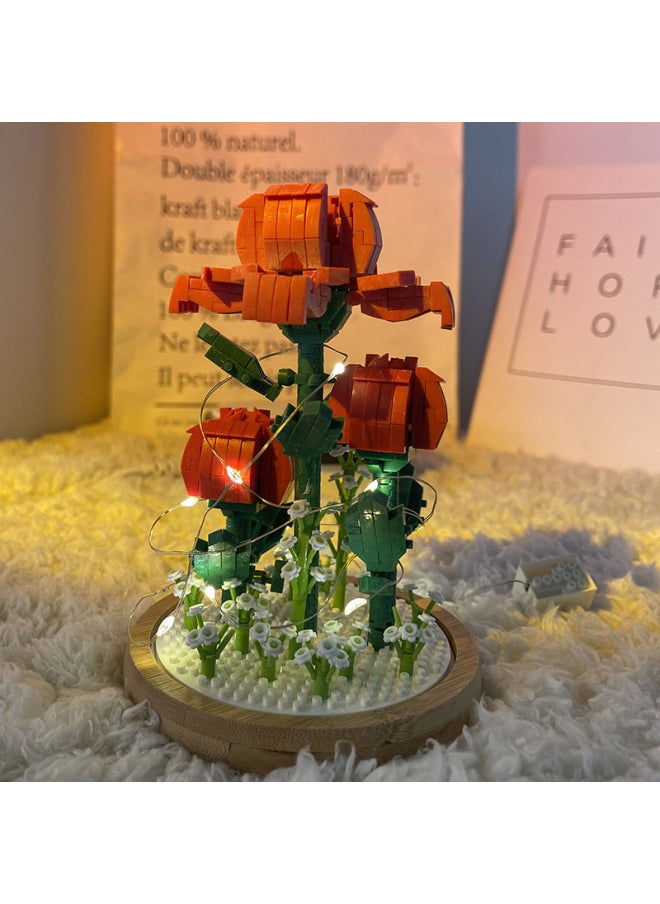 null - Zhiying 2699 Rose Eternal Flower Valentine's Day Microparticles Compatible With Lego Assembled Building Blocks Wholesale-Color:2699 Roses (including A Meter String Of Lights)-750pcs 0.39kg-Specifications:22.1*13.1*13.1 Cm - Image 1