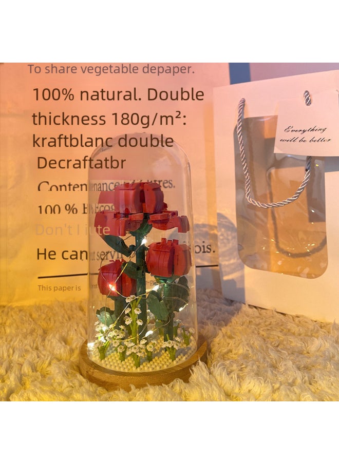 null - Zhiying 2699 Rose Eternal Flower Valentine's Day Microparticles Compatible With Lego Assembled Building Blocks Wholesale-Color:2699 Roses (including A Meter String Of Lights)-750pcs 0.39kg-Specifications:22.1*13.1*13.1 Cm - Image 1