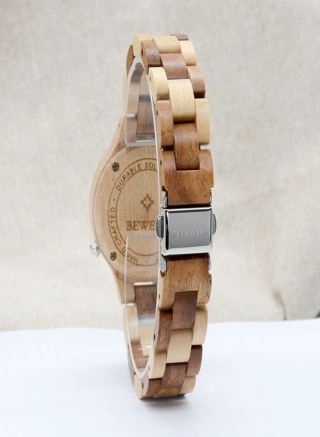 BEWELL Wood Watch for Women Handmade Colourful Wooden Quartz Wrist Watches with Starry Sky Dial, Blue, women standard, Japanese - Image 5