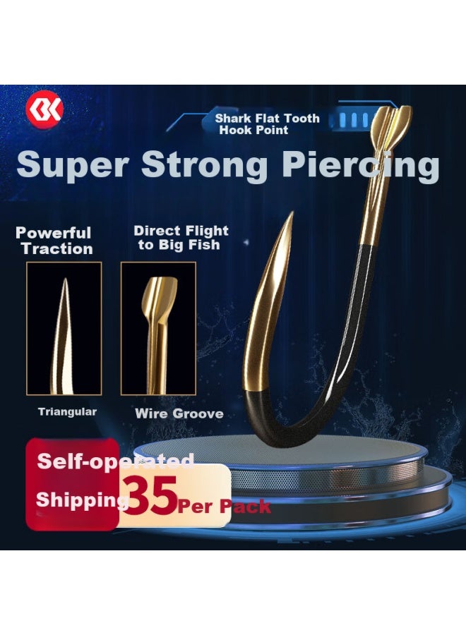 Simago Fishing Hooks, Iseni Bulk Tungsten Steel Big Fish Hooks With Barbs, Crucian Carp Fishing Hooks, Iseni No. 10, 35 Pieces