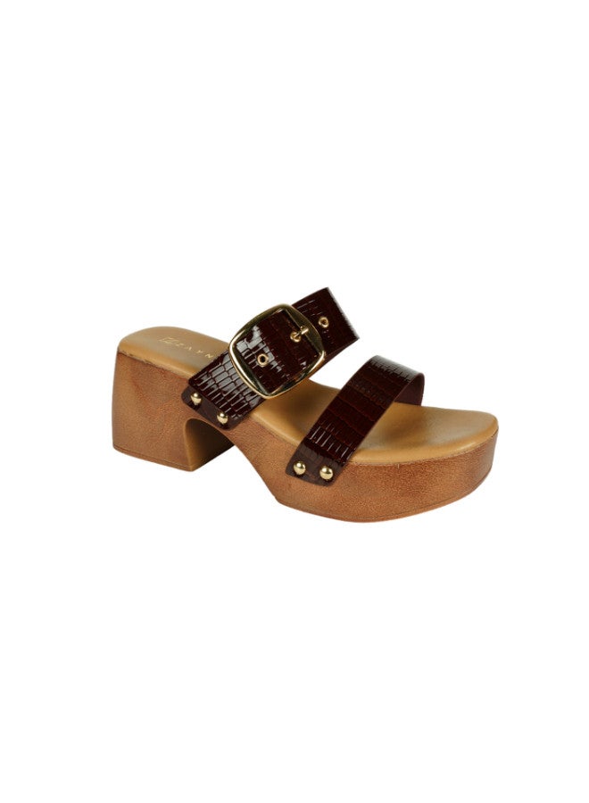ZAYNA 221-172 صندل كعب كتلة للسيدات زينة 23ASL935 بني - Image 1