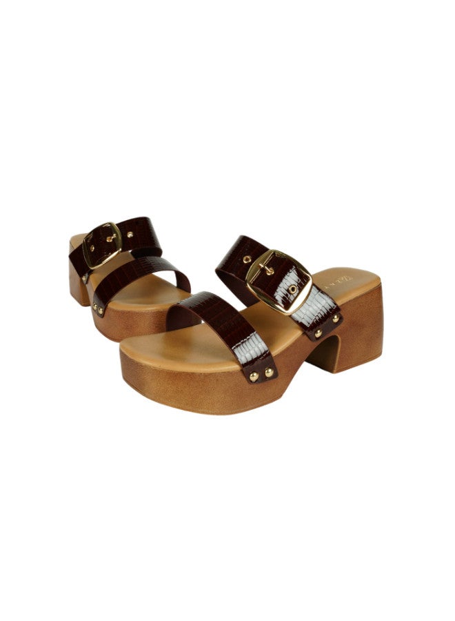 ZAYNA 221-172 صندل كعب كتلة للسيدات زينة 23ASL935 بني - Image 2