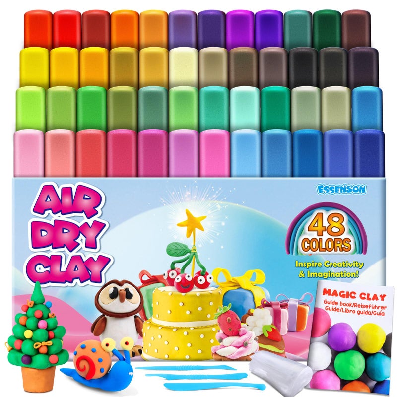 ESSENSON Magic Clay - Air Dry Clay 48 Colors, Modeling Clay for Kids with Tools, Soft & Ultra Light, Toys Gifts for Age 3 4 5 6 7 8+ Years Old Boys Girls Kids - Image 1