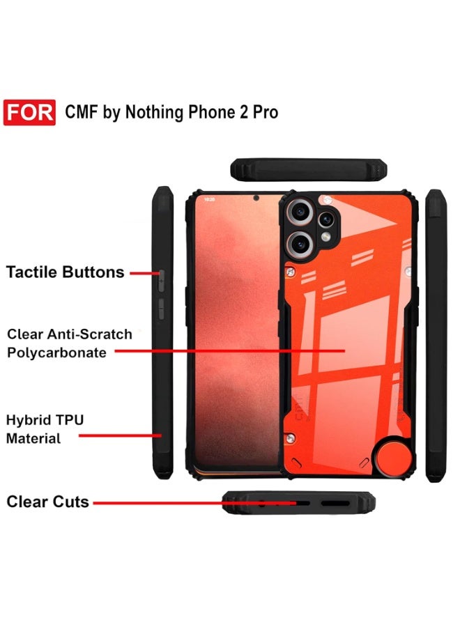 Case for Nothing CMF Phone 2 Pro Crystal Hard Back Cover with TPU Black Bumper Transparent Back Cover Case for Nothing CMF Phone 2 Pro - Image 5