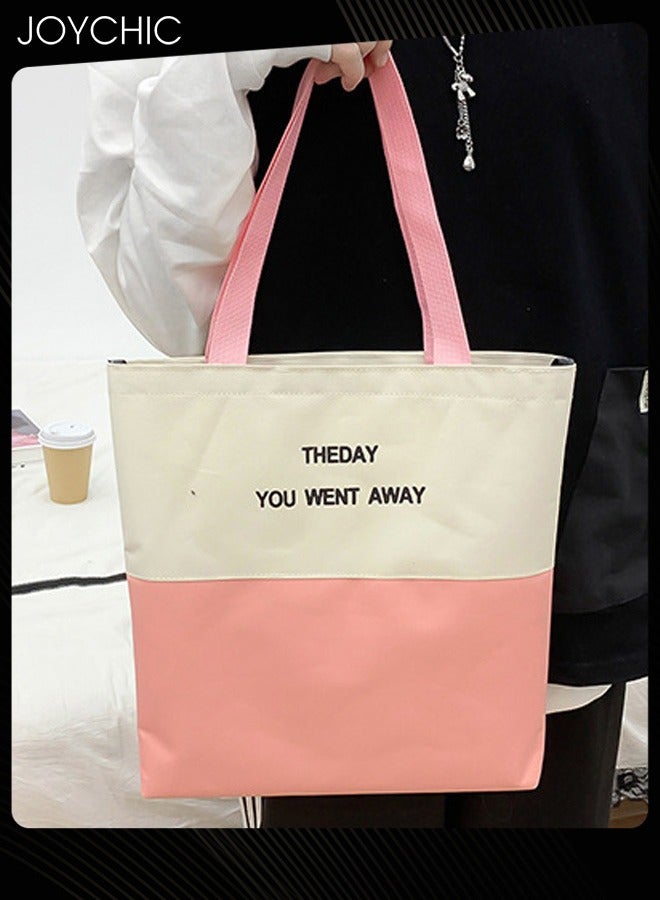 Joychic طقم حقيبة مدرسية بسعة كبيرة حقيبة كتب قماش مقاومة للماء مع حقيبة أقلام للطلاب في المرحلة المتوسطة والثانوية والجامعة باللون الوردي - Image 3