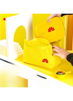 Generic High Borosilicate Glass Fresh-keeping Bowl With Lid Microwave Oven Partition Household Bento Box Family Glass Bowl Heating Lunch Box-Specifications:Large Length Three-division 960ml-Color:Yellow  - Image 3