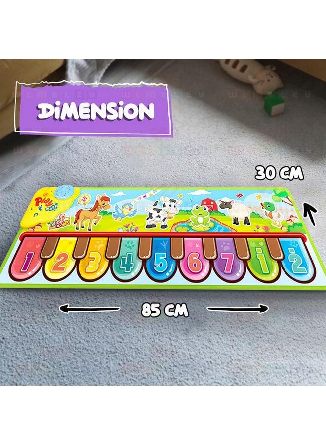 ويمبلي سجادة بيانو ويمبلي للحيوانات مع 8 أوضاع موسيقية وأصوات حيوانات، سجادة لعب للأطفال، سجادة لوحة مفاتيح موسيقية غير سامة، هدية تعليمية مبكرة للأولاد والبنات - 85 × 30 سم - Image 2