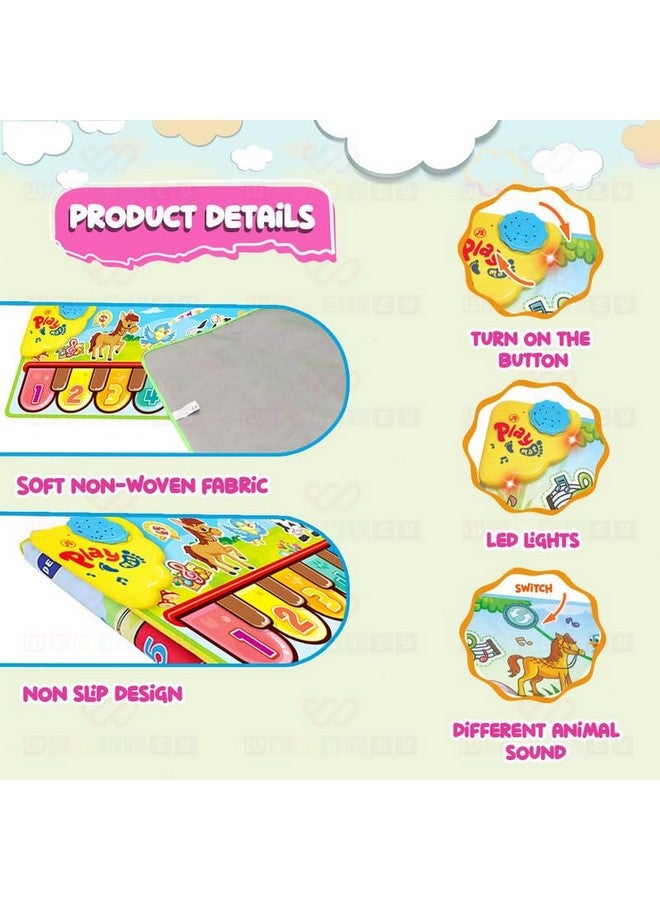 ويمبلي سجادة بيانو ويمبلي للحيوانات مع 8 أوضاع موسيقية وأصوات حيوانات، سجادة لعب للأطفال، سجادة لوحة مفاتيح موسيقية غير سامة، هدية تعليمية مبكرة للأولاد والبنات - 85 × 30 سم - Image 5