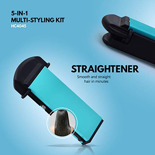 Havells 5-in-1 Multi Styling Kit - Straightener, Curler, Crimper, Conical Curler & Volume Brush | For Multiple Hair Styles | 2 Years Guarantee | Blue/Black | HC4045 - Image 5