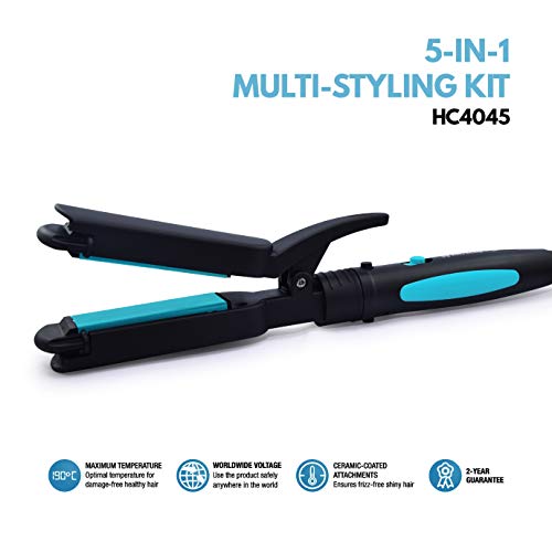 Havells 5-in-1 Multi Styling Kit - Straightener, Curler, Crimper, Conical Curler & Volume Brush | For Multiple Hair Styles | 2 Years Guarantee | Blue/Black | HC4045 - Image 3