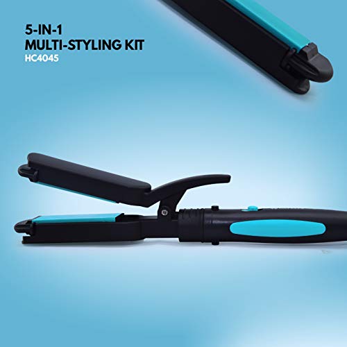 Havells 5-in-1 Multi Styling Kit - Straightener, Curler, Crimper, Conical Curler & Volume Brush | For Multiple Hair Styles | 2 Years Guarantee | Blue/Black | HC4045 - Image 4