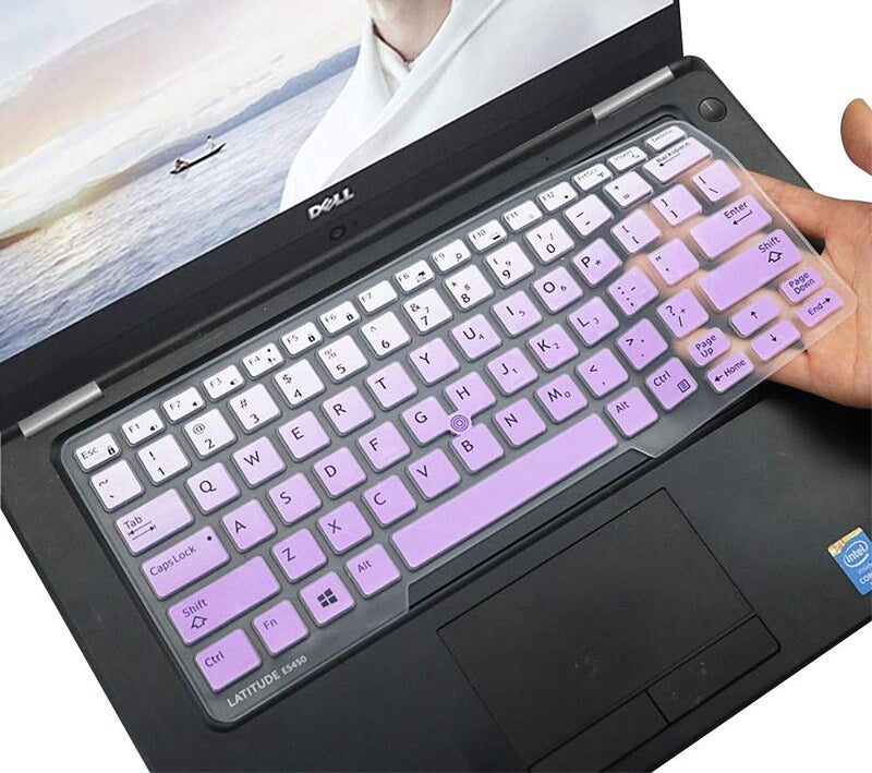 imComor غطاء لوحة مفاتيح ديل لابتوب ديل لاتيتيود E7450 E7470 E5470 E7480 E5450 5480 5490 7490، جلد سيليكون لوحة مفاتيح ديل 3340 E3340، بنفسجي متدرج (تخطيط أمريكي، مع نقطة) - Image 1