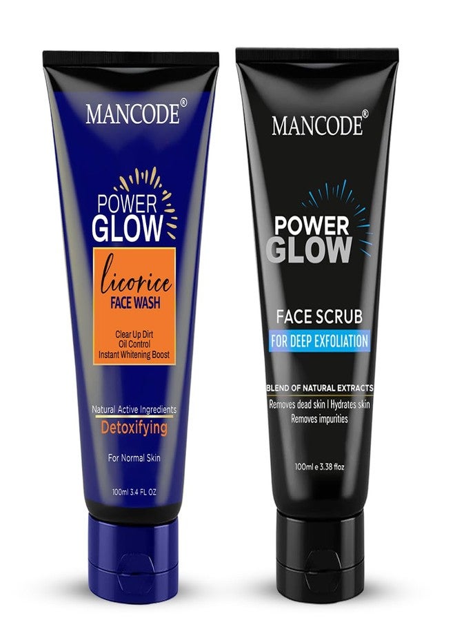 MAN CODE Mancode Power Glow Face Wash & Power Glow Scrub Combo for Men, Deep Cleanse & Exfoliate, Boosts Radiance & Reduces Blackheads, 100ml Each| Pack of 2 - Image 1
