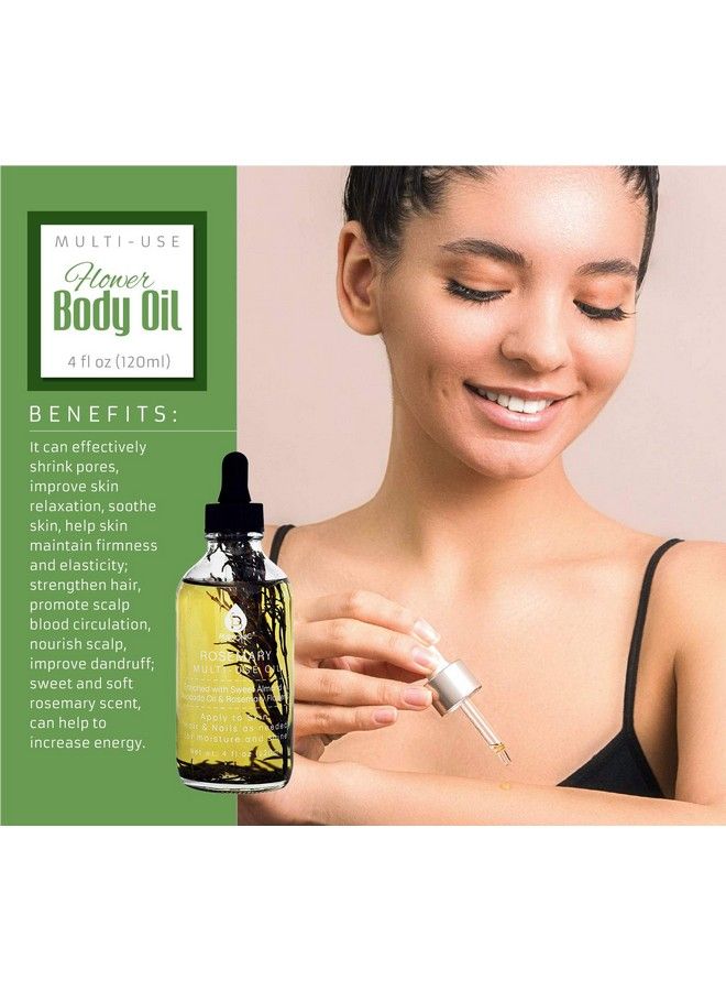 Pursonic Multiuse Flower Body Oils 4Oz Perfect For Skin Hair Nails Moisturizing Massage And More! (Rosemary) - Image 3
