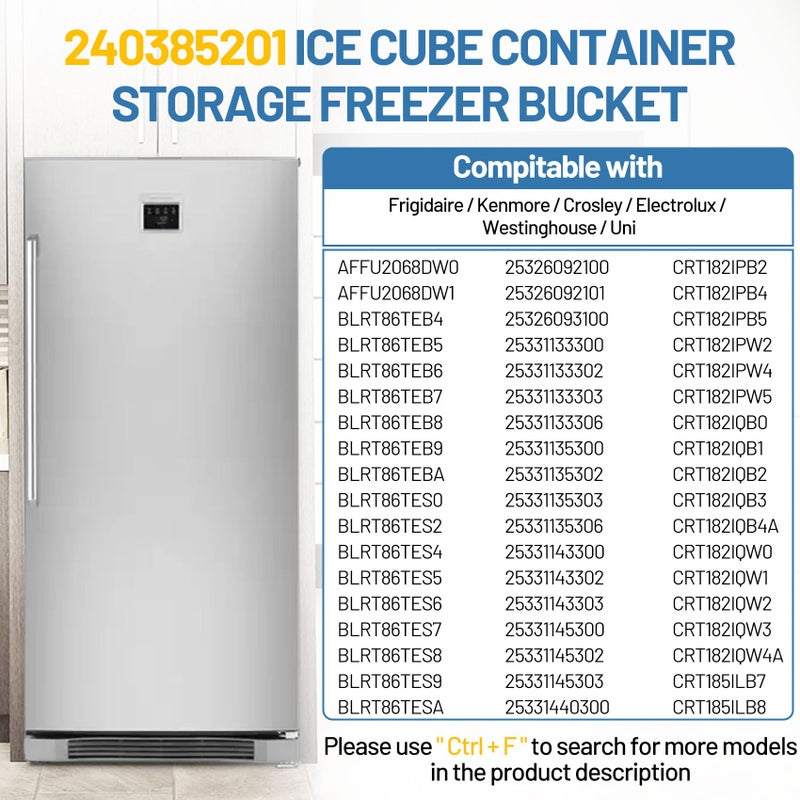 MTZUL 240385201 Ice Cube Container Storage Freezer Bucket Compatible with Frigidaire Kenmore Crosley Refrigerators Parts, Storage Freezer Bin Replacement 7240385201 891419 AP2116228 PS430380 EAP430380 - Image 4