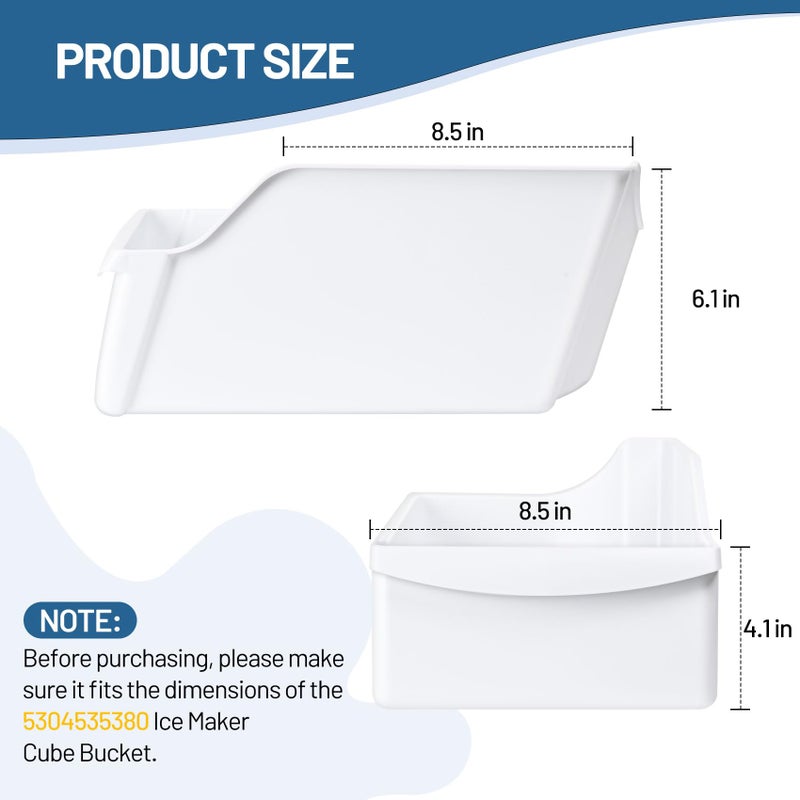 MTZUL 240385201 Ice Cube Container Storage Freezer Bucket Compatible with Frigidaire Kenmore Crosley Refrigerators Parts, Storage Freezer Bin Replacement 7240385201 891419 AP2116228 PS430380 EAP430380 - Image 2