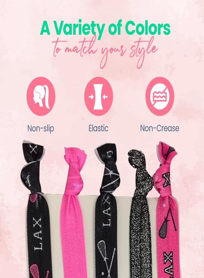 Infinity Collection Girls Pink Hair Accessories Set - No Crease Hair Elastics, Lacrosse Gift - Image 4