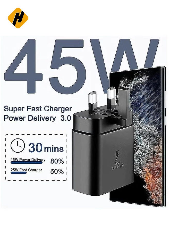 HuHa 45W Super Fast Charger for Samsung,Gcstnn USB C Plug for Galaxy S24 Ultra/S24+/S24/S23 Ultra/S23/S22/S21/S20/A54/A25/A15 5G/A15 - Image 2