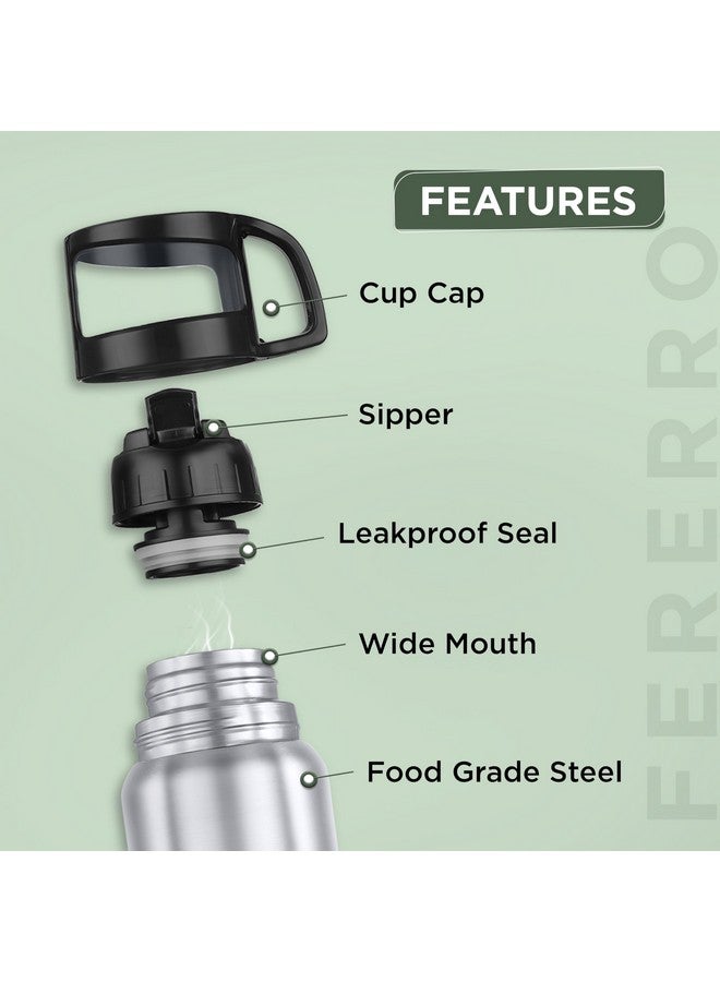 Pexpo Fererro Pro ISI Certified Vacuum Insulated Hot & Cold Stainless Steel Flask with Jute Bag - 1000ml, Silver | Thermoflask | for Travelling, Outing & Trekking, Office | RCB Edition - Image 5