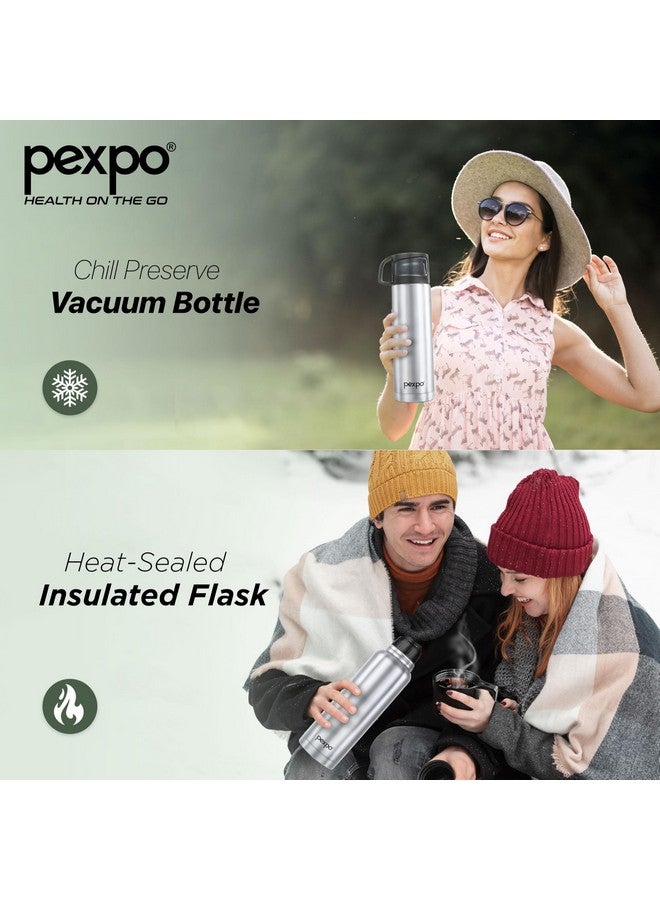 Pexpo Fererro Pro ISI Certified Vacuum Insulated Hot & Cold Stainless Steel Flask with Jute Bag - 1000ml, Silver | Thermoflask | for Travelling, Outing & Trekking, Office | RCB Edition - Image 3