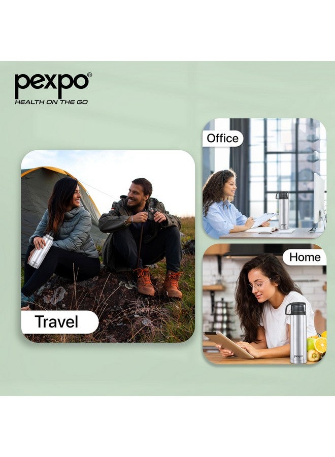 Pexpo Fererro Pro ISI Certified Vacuum Insulated Hot & Cold Stainless Steel Flask with Jute Bag - 1000ml, Silver | Thermoflask | for Travelling, Outing & Trekking, Office | RCB Edition - Image 4