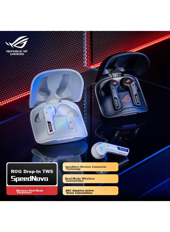 Rog Descends Tws Speednova True Wireless In-ear Gaming Headphones, Bluetooth Wireless Gaming Phone Accessory, Sports Earphones, Active Noise Cancellation, White - Image 1