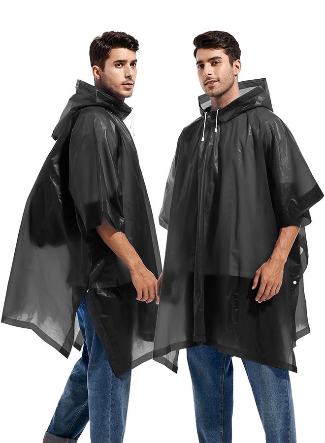 عبوة من قطعتين من معاطف المطر للبالغين قابلة لإعادة الاستخدام - معاطف مطر متينة للطوارئ والبقاء على قيد الحياة مع غطاء برباط - Image 2