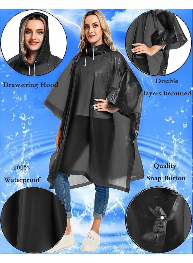 عبوة من قطعتين من معاطف المطر للبالغين قابلة لإعادة الاستخدام - معاطف مطر متينة للطوارئ والبقاء على قيد الحياة مع غطاء برباط - Image 3