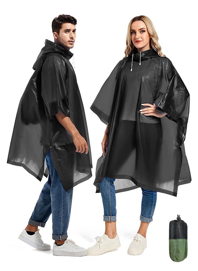 عبوة من قطعتين من معاطف المطر للبالغين قابلة لإعادة الاستخدام - معاطف مطر متينة للطوارئ والبقاء على قيد الحياة مع غطاء برباط - Image 1