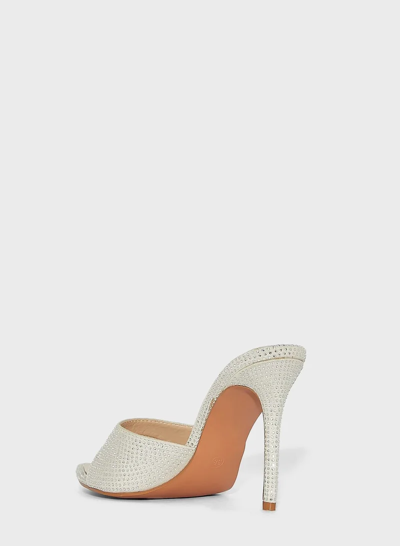 Ella Limited Edition Diamante Pointed Toe Sandal Silver