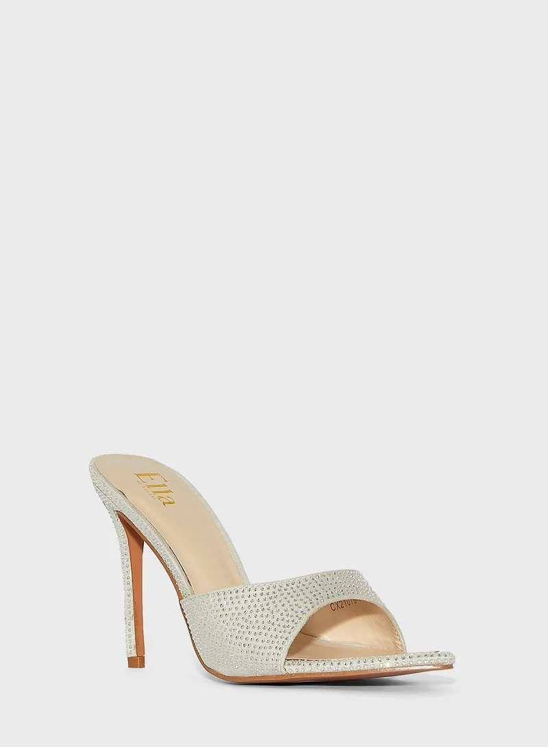Ella Limited Edition Diamante Pointed Toe Sandal Silver
