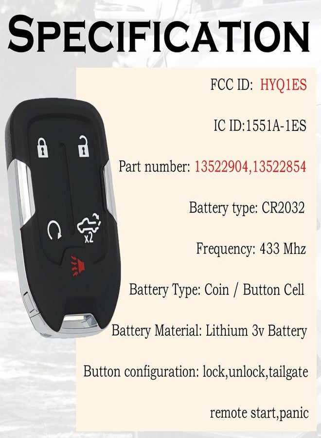SUPALAND Keyless Entry Remote Start Control Key Fob Replacement Fits for GMC Sierra 1500 2500 3500 2019 2020 2021 2022 2023 Chevrolet Silverado 1500 2500 3500 HYQ1ES 13522904 13522854 433 MHz - Image 4