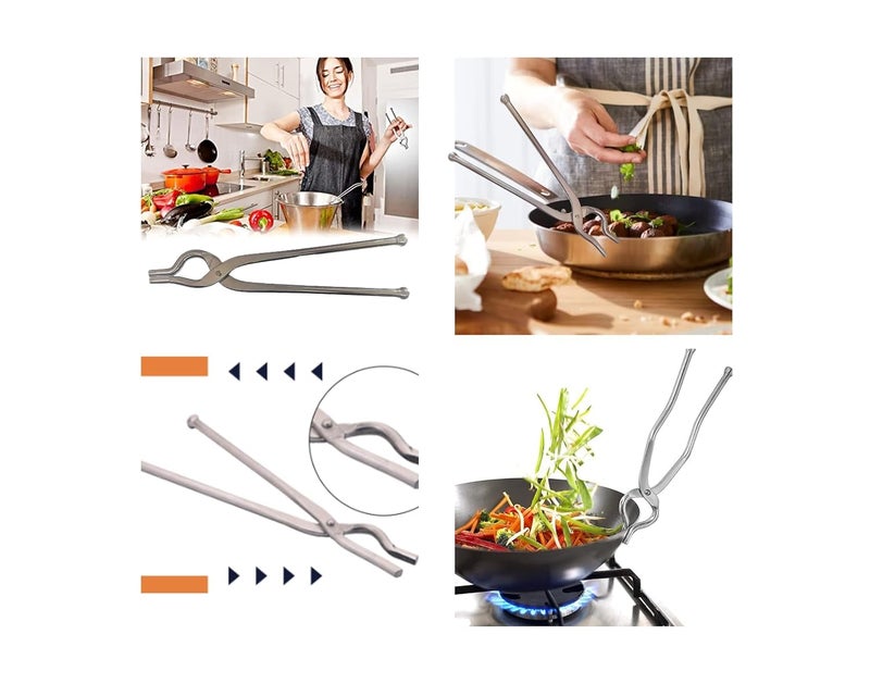Laxmi Kitchenwere Stainless Steel to Hold Kitchen Tools When Cooking Pakkad for Kitchen with Grip gripper tongPakadni Sansi Chimta for Kitchen Use Pack of 2 - Image 5