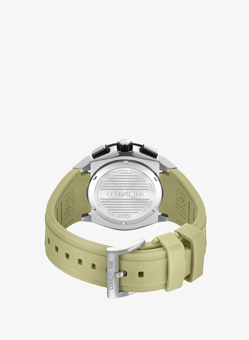 CERRUTI 1881 Khaki Men's Ruscello Declination Khaki Dial Silicone Strap Chronograph Watch for Men, 48mm for Men | Best Price UAE