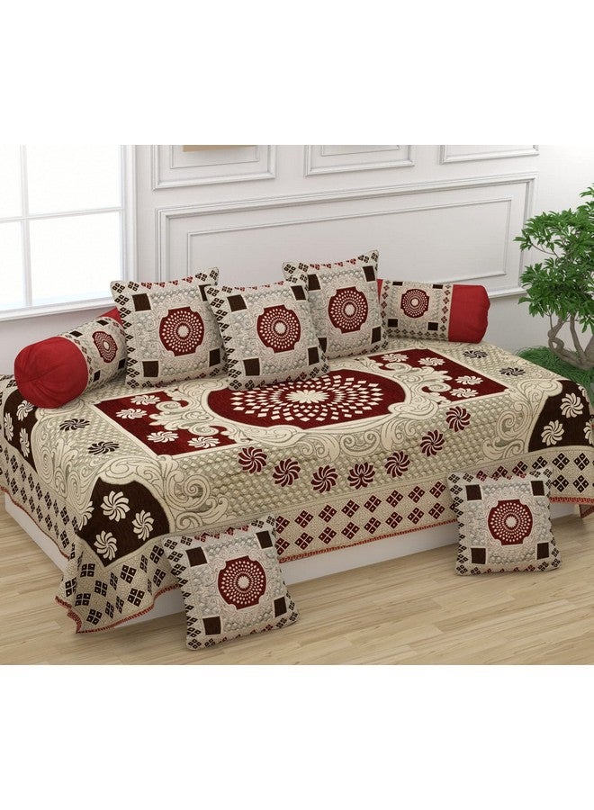 SAWNA HOMES طقم غطاء أريكة مطبوع ثقيل 5 مقاعد من SAWNA HOMES 3,1,1 مع ملاءة ديوان، 5 أغطية وسائد، 2 غطاء وسادة طويلة، واقي أثاث مريح لتزيين المنزل (15 قطعة، بني محروق) - Image 3