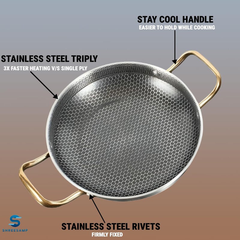 SHREESAMP SHREESAMP Versatile Honeycomb Coating Non-Stick Seafood Frying Pan: Elevate Your Cooking with Effortless Release and Even Heat Distribution for Perfectly Fried Fish, Shrimp, and Shellfish  - Image 5