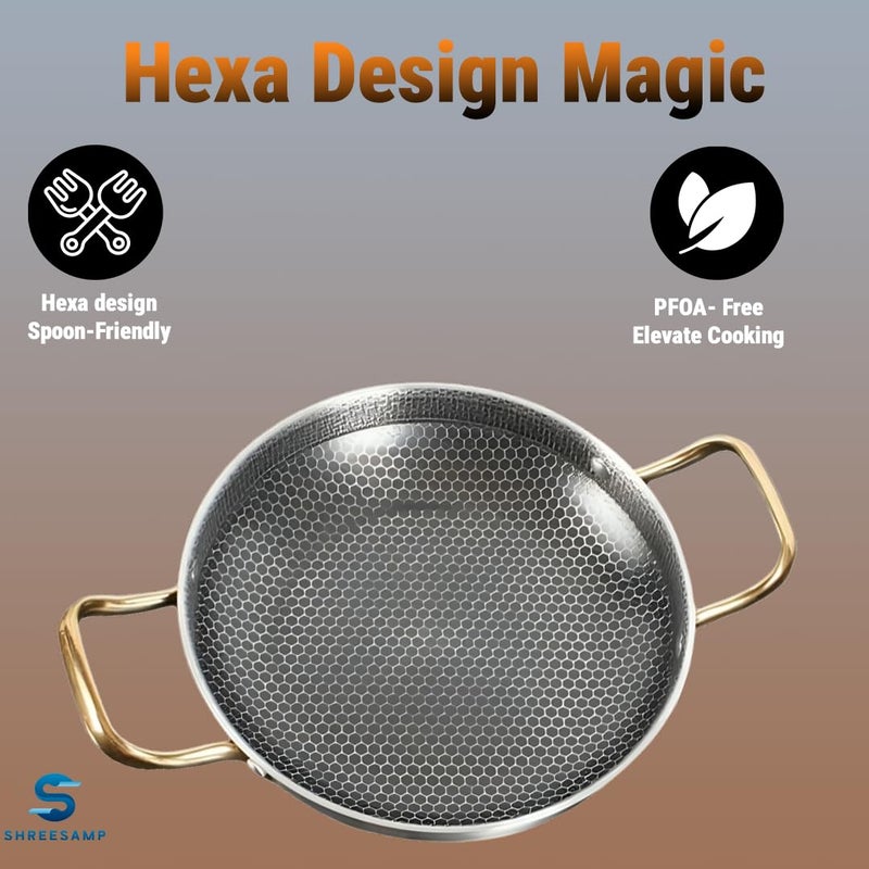 SHREESAMP SHREESAMP Versatile Honeycomb Coating Non-Stick Seafood Frying Pan: Elevate Your Cooking with Effortless Release and Even Heat Distribution for Perfectly Fried Fish, Shrimp, and Shellfish  - Image 3