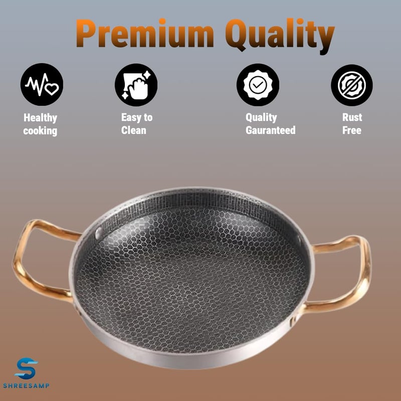 SHREESAMP SHREESAMP Versatile Honeycomb Coating Non-Stick Seafood Frying Pan: Elevate Your Cooking with Effortless Release and Even Heat Distribution for Perfectly Fried Fish, Shrimp, and Shellfish  - Image 4
