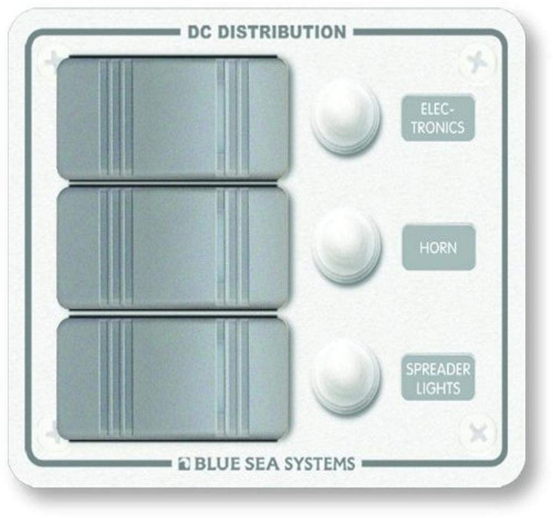 Blue Sea Systems 8274 Contura Water Resistant 12V DC Circuit Breaker Panel - White 3 Position