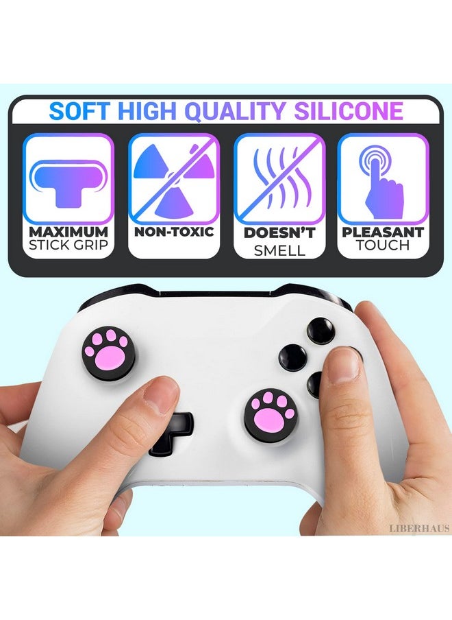 LIBERHAUS - 4Pcs Cat Paw Pink Ps4 Thumbstick Grips Switch Thumb Grips Ps3 Controller Grips Switch Joystick Caps Ps4 Thumb Grips Xbox Joystick Grips Xbox 360 Thumb Grips Ps4 Controller Joystick Grips - Image 1