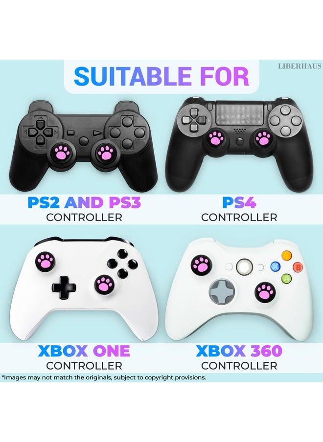 LIBERHAUS - 4Pcs Cat Paw Pink Ps4 Thumbstick Grips Switch Thumb Grips Ps3 Controller Grips Switch Joystick Caps Ps4 Thumb Grips Xbox Joystick Grips Xbox 360 Thumb Grips Ps4 Controller Joystick Grips - Image 1