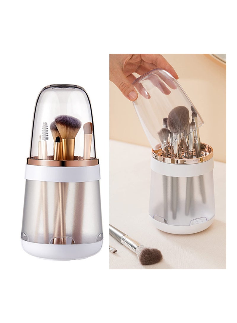 SYOSI White Cosmetic Holder, Makeup Brush Storage Organizer Multifunction Makeup Organizer Detachable Brush Drying Rack Dresser Cosmetic Storage Box Bathroom Vanity Organizer for Countertop Vanity Dresser - Image 1