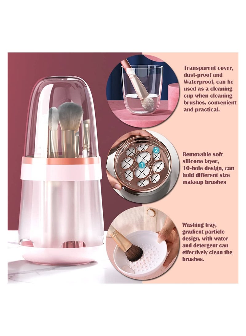 SYOSI White Cosmetic Holder, Makeup Brush Storage Organizer Multifunction Makeup Organizer Detachable Brush Drying Rack Dresser Cosmetic Storage Box Bathroom Vanity Organizer for Countertop Vanity Dresser - Image 3