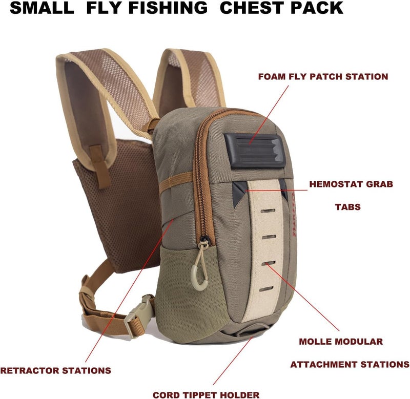 USSURIS Small Fly Fishing Chest Pack Ultralight Chest Bag Mini Vest Pack Micro Fishing pouch - Image 2