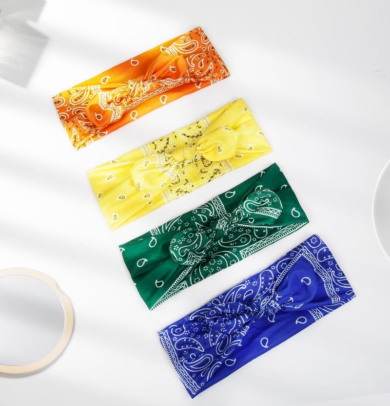 Tobeffect Bandana Headbands for Women Boho Style Paisley Print - Elastic Bow Head Bands for Womenâ€™s Hair Non Slip - Wide Headwraps with Bows Vintage, Cute Hairbands Hair Accessories 6 Pack - Image 2