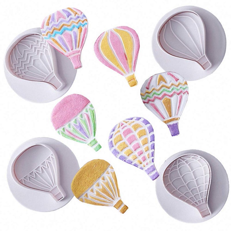 Fewo Fewo Set of 9 Hot Air Balloons Cloud Plastic Fondant Cutting Mold Grass Sheep Biscuits Gum Paste Sugar Craft Cookie Cutter Baby Shower Party Cake Cupcake Decorating Tools  - Image 2
