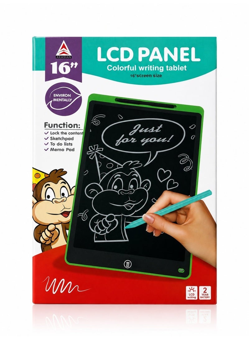 تابلت تيك فن للكتابة والرسم للأطفال، لوح رسم ملون LCD مع قلم، لعبة لوح خربشة تعليمي - وردي - Image 1