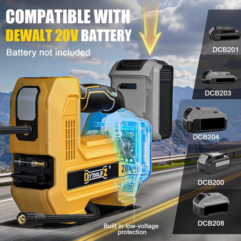 DIYtoolifz 160PSI Cordless Tire Inflator Compatible with Dewalt 20V Air Compressor - Image 4